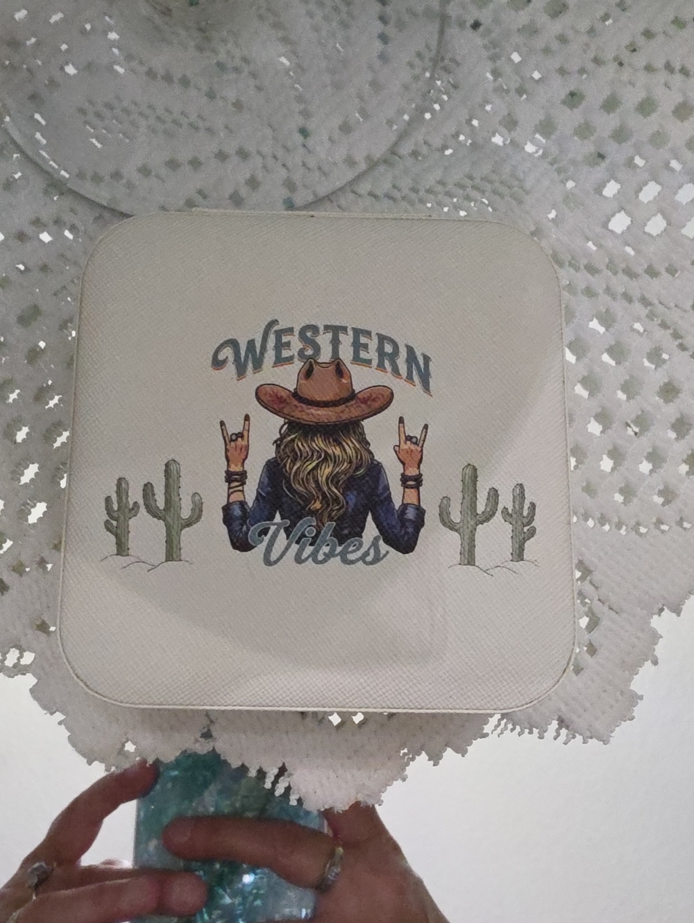Western Vibes Women's Cream Cosmetic Bag